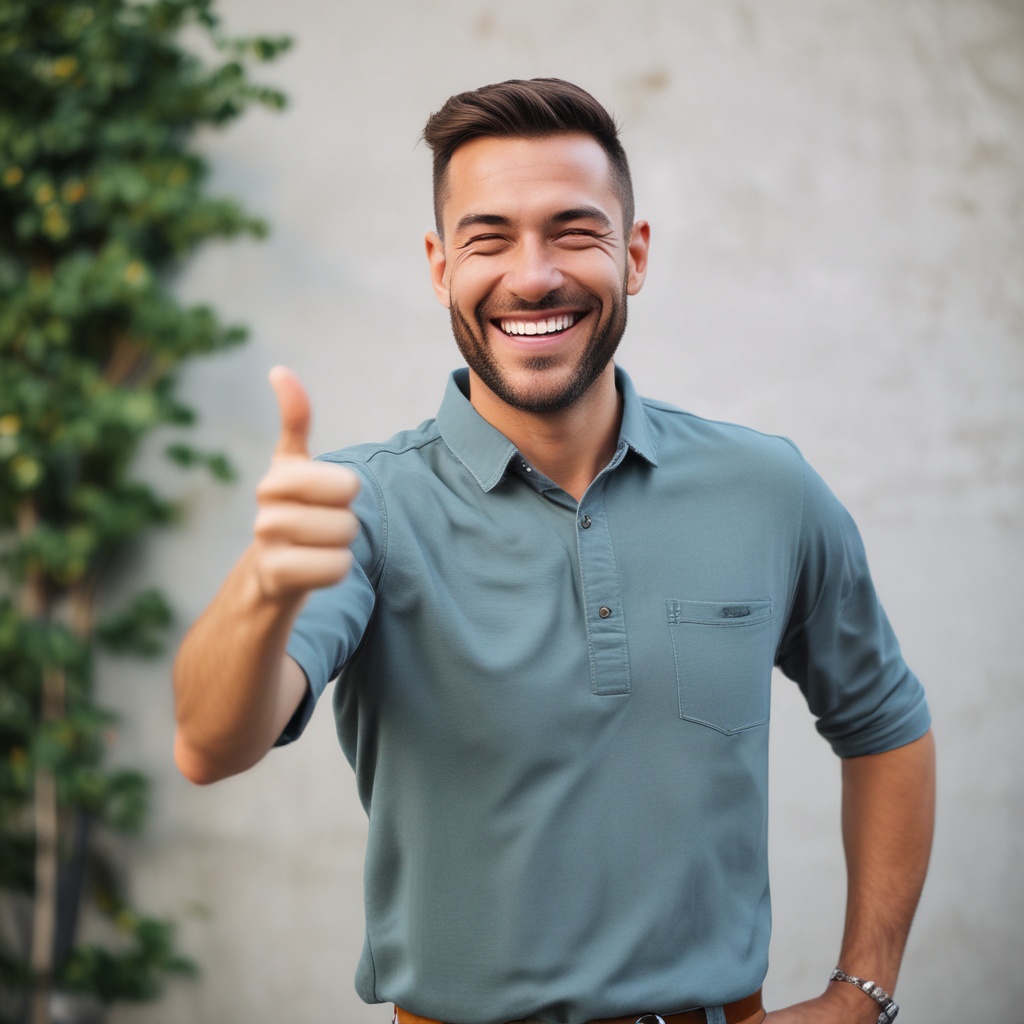 Happy man giving a thumbs-up